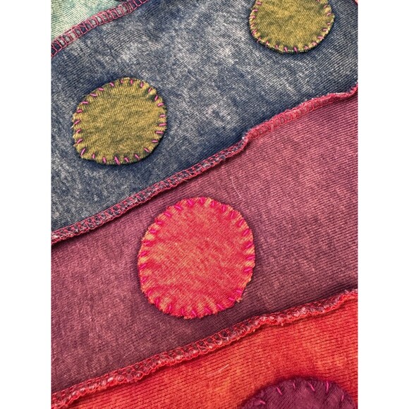 Greater Good Patchwork Boho Top XXL Red Colorful Rainbow Artsy Hippie Raw Edge - Picture 7 of 14